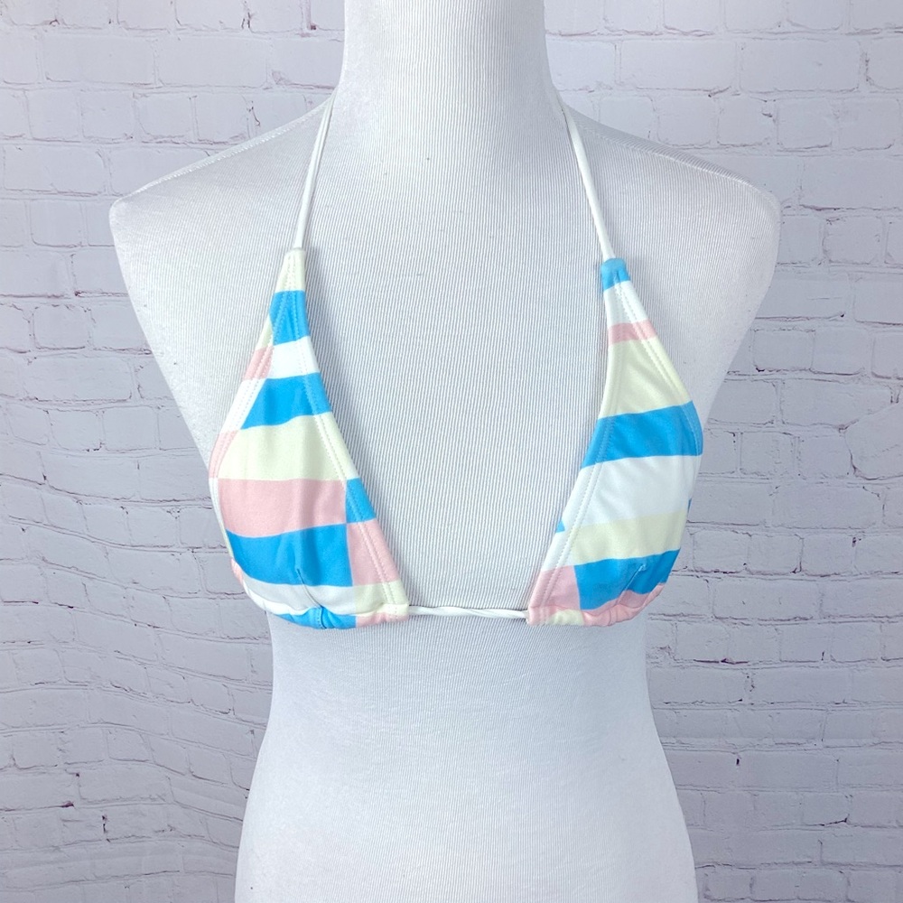 Island Company Bikini Top‎ Women’s Size Medium Pink Blue Ivory Geometric Pattern